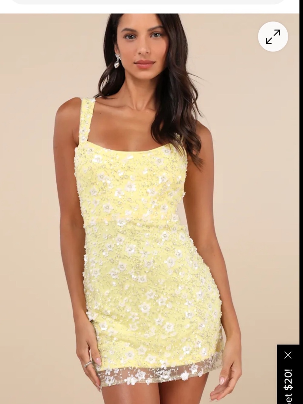 Lulus Dazzling Forever Yellow Sequin Beaded Bodycon Mini Dress